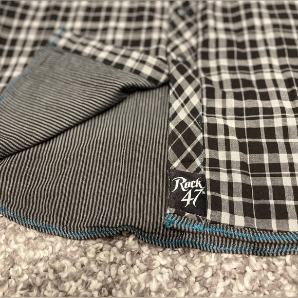 Plaid White & Black Western Button Down - Picture 6 of 10